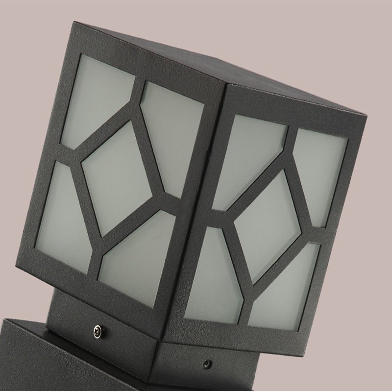 Modern Black Square LED Outdoor Post Light Waterproof Stainless Steel Garden Lantern