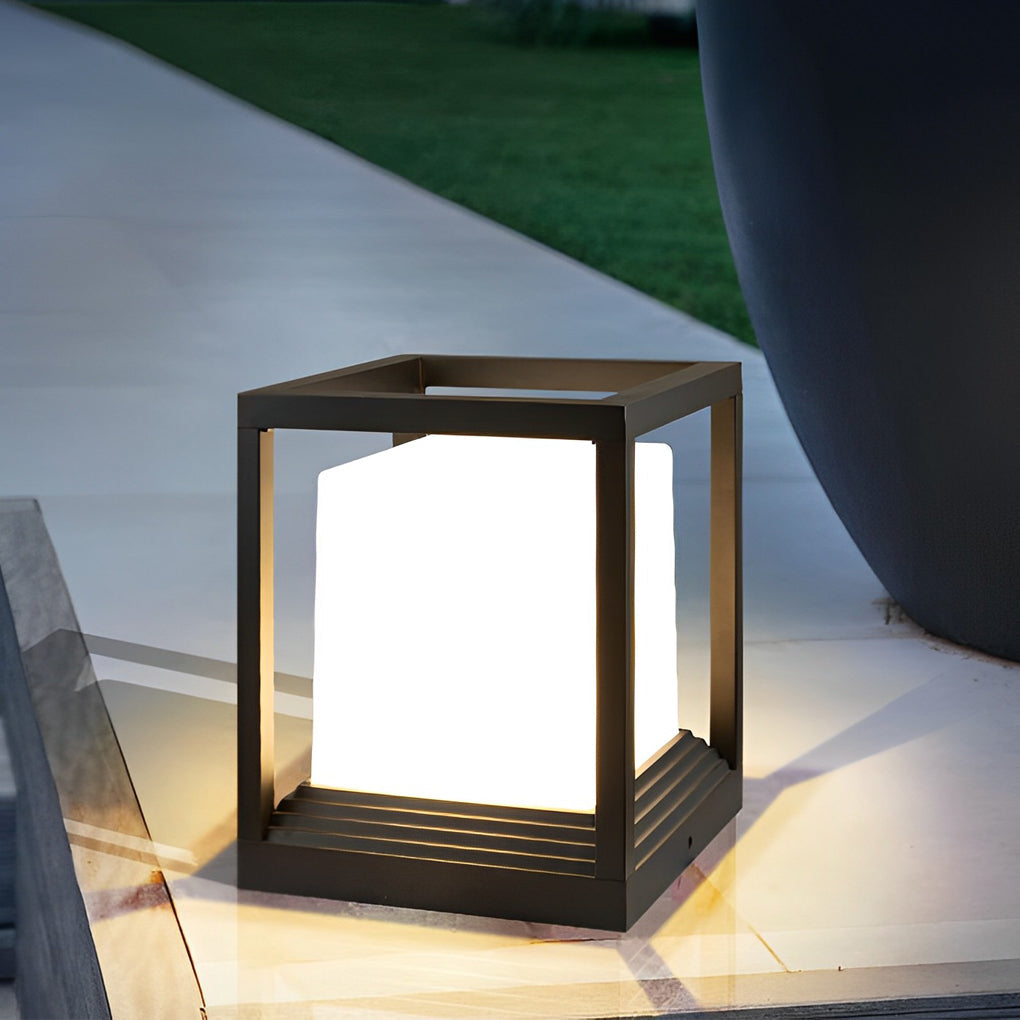 Modern Black Square LED Solar Post Cap Light Waterproof Outdoor Fence Deck Lighting