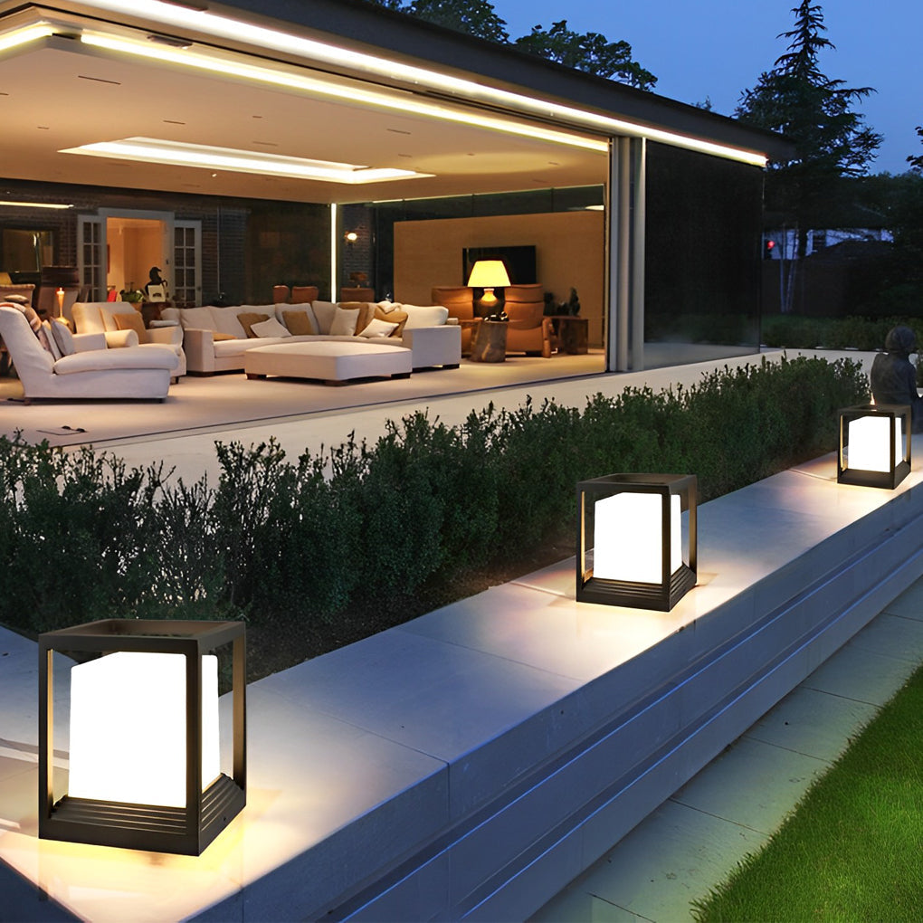 Modern Black Square LED Solar Post Cap Light Waterproof Outdoor Fence Deck Lighting