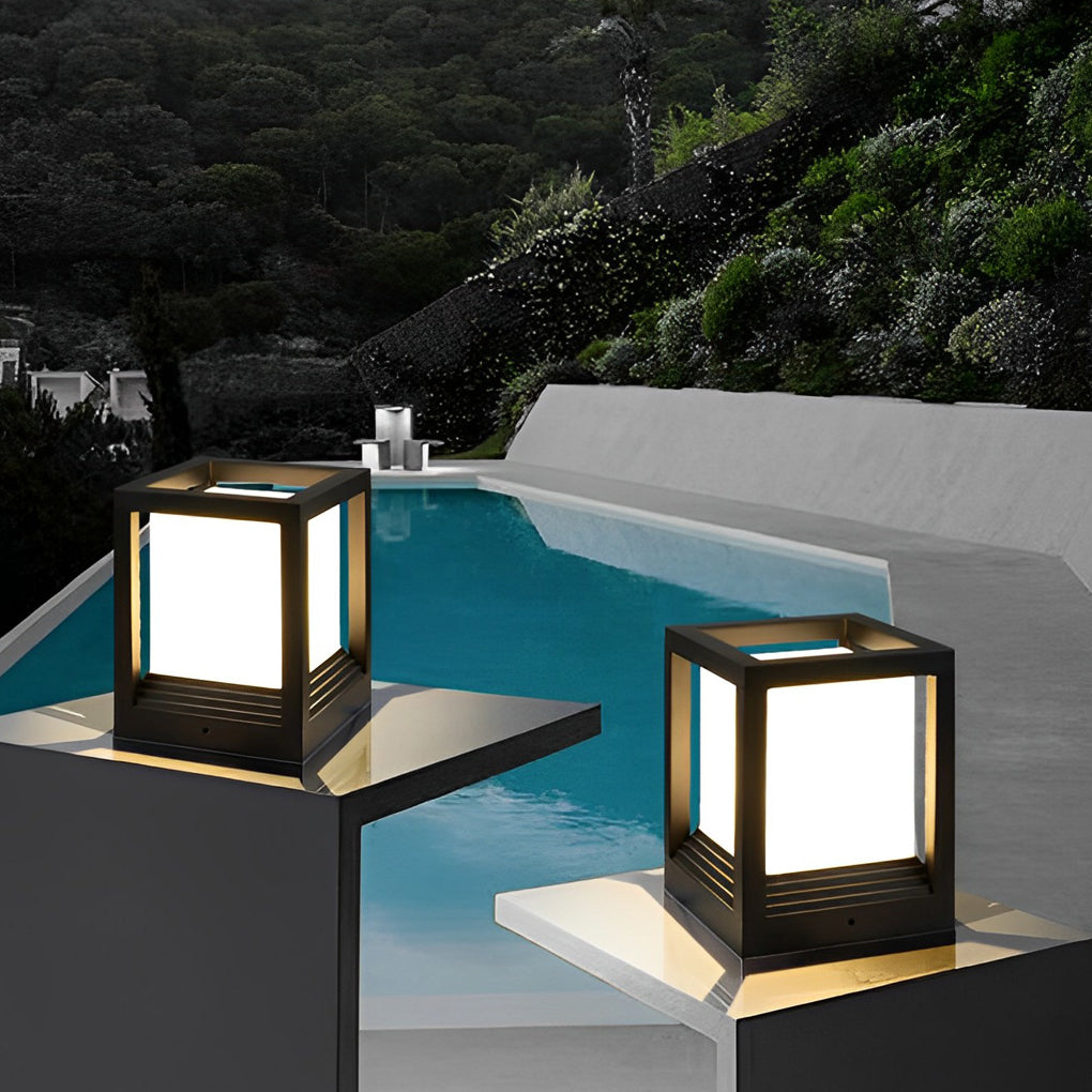 Modern Black Square LED Solar Post Cap Light Waterproof Outdoor Fence Deck Lighting