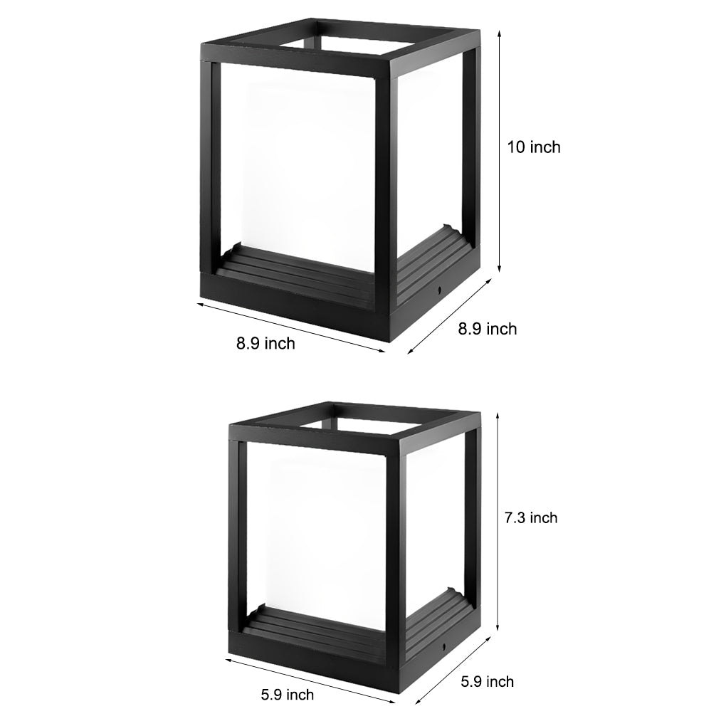 Modern Black Square LED Solar Post Cap Light Waterproof Outdoor Fence Deck Lighting