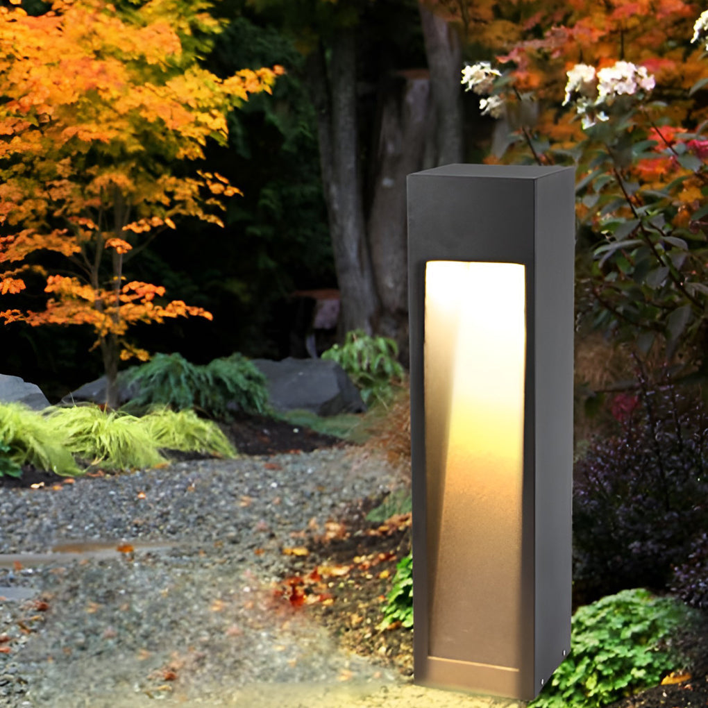 Modern Black Square Outdoor LED Post Light Waterproof 5W Pathway Lighting for Gardens