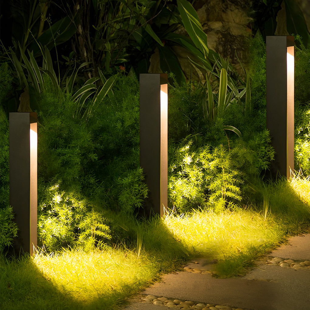 Modern Black Square Outdoor LED Post Light Waterproof 5W Pathway Lighting for Gardens