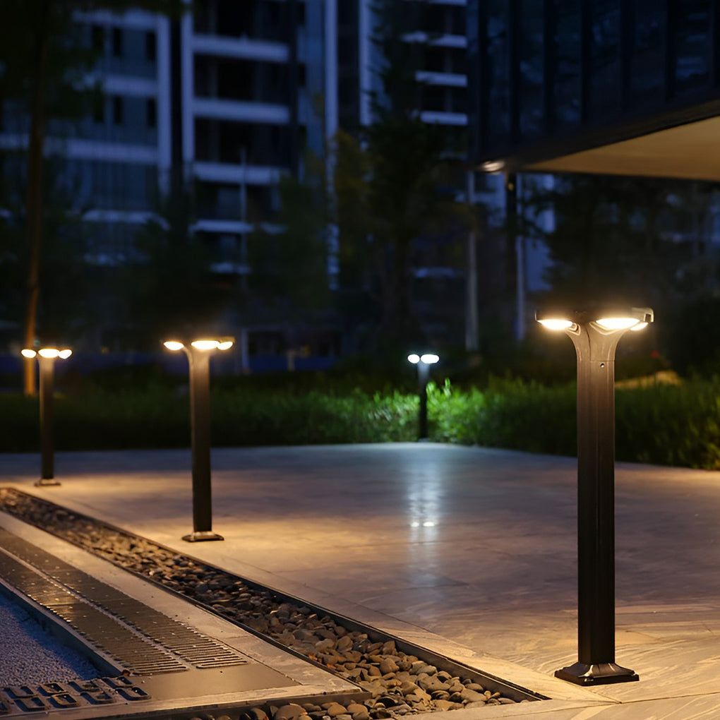 Modern Black Square Solar LED Outdoor Path Lights for Garden and Driveway Pathways