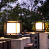Modern Black Square Solar Post Lamp Waterproof Outdoor LED Pillar Light for Garden and Patio