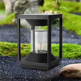 Modern Black Square Solar Powered Fence Post Light Waterproof LED Garden Lantern
