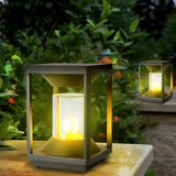 Modern Black Square Solar Powered Fence Post Light Waterproof LED Garden Lantern