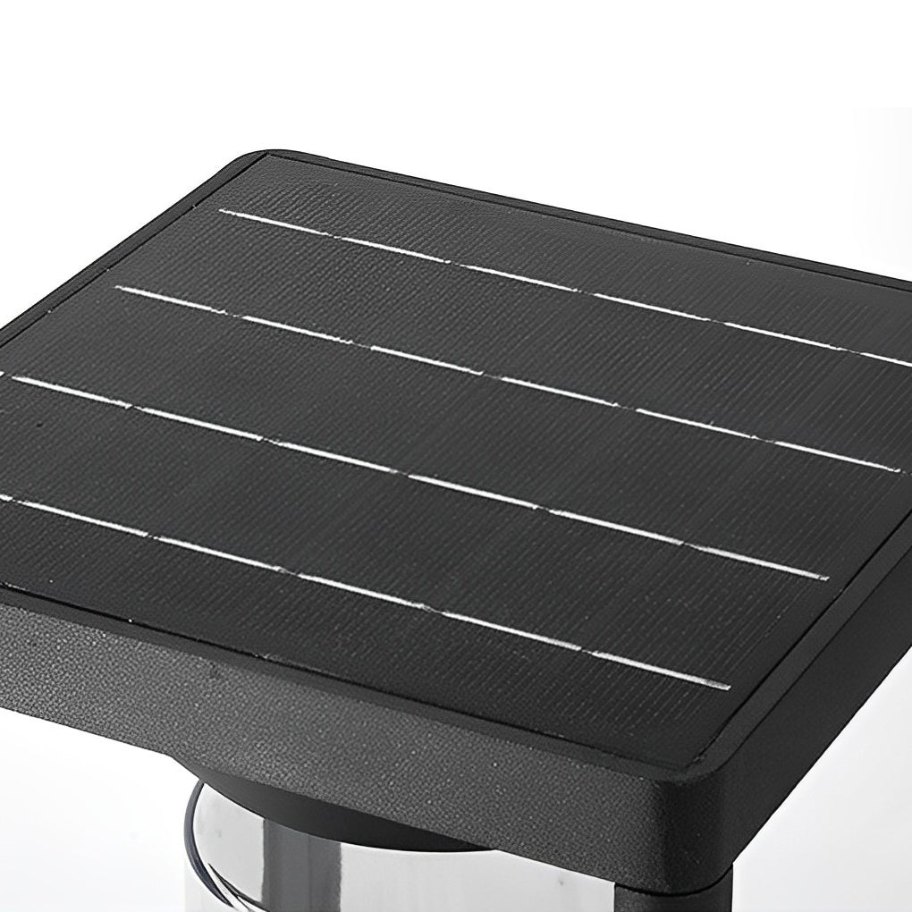 Modern Black Square Solar Powered Fence Post Light Waterproof LED Garden Lantern