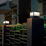 Modern Black Square Solar Powered LED Fence Post Cap Lights for Outdoor Garden Path and Deck Lighting