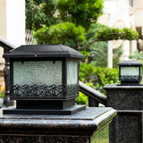 Modern Black Square Solar Powered LED Fence Post Cap Lights for Outdoor Garden Path and Deck Lighting
