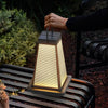 Modern Black Square Solar Powered LED Outdoor Lantern for Garden and Patio