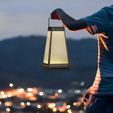 Modern Black Square Solar Powered LED Outdoor Lantern for Garden and Patio