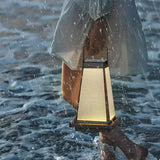 Modern Black Square Solar Powered LED Outdoor Lantern for Garden and Patio