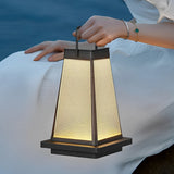 Modern Black Square Solar Powered LED Outdoor Lantern for Garden and Patio