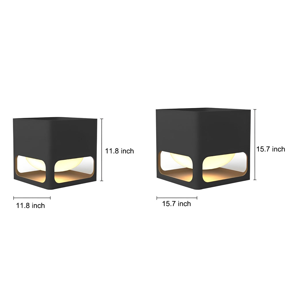 Modern Black Square Waterproof LED Outdoor Fence Post Light with Integrated Flowerpot Planter