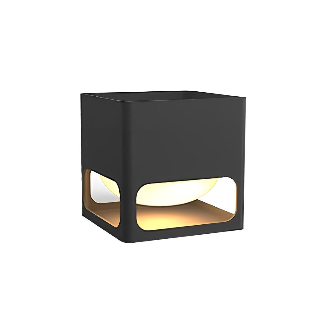 Modern Black Square Waterproof LED Outdoor Fence Post Light with Integrated Flowerpot Planter
