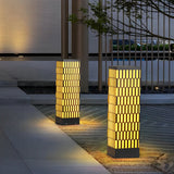 Modern Black Waterproof LED Lawn Light with Retro Grid Design for Outdoor Pathway and Garden