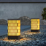 Modern Black Waterproof LED Lawn Light with Retro Grid Design for Outdoor Pathway and Garden