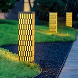 Modern Black Waterproof LED Lawn Light with Retro Grid Design for Outdoor Pathway and Garden