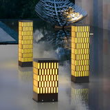 Modern Black Waterproof LED Lawn Light with Retro Grid Design for Outdoor Pathway and Garden