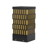Modern Black Waterproof LED Lawn Light with Retro Grid Design for Outdoor Pathway and Garden