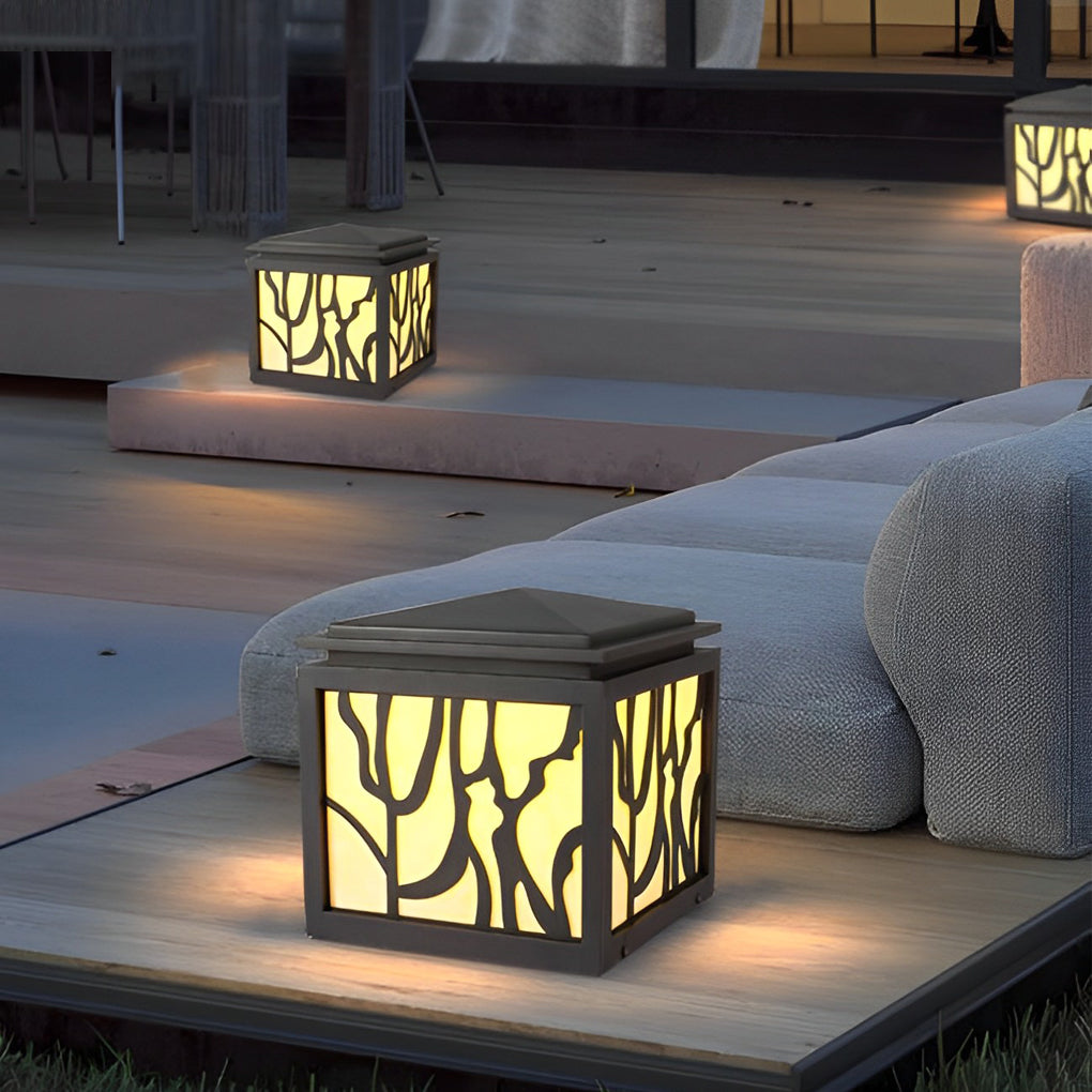 Modern Black Waterproof LED Outdoor Post Light Stainless Steel Imitation Marble Fence Garden Lamp