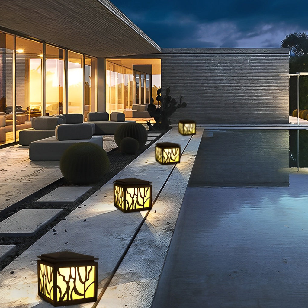 Modern Black Waterproof LED Outdoor Post Light Stainless Steel Imitation Marble Fence Garden Lamp