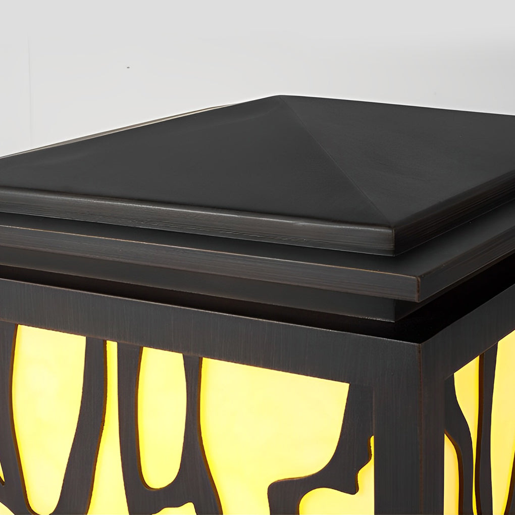 Modern Black Waterproof LED Outdoor Post Light Stainless Steel Imitation Marble Fence Garden Lamp