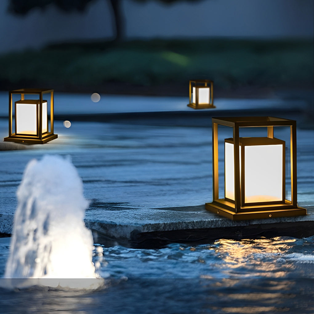 Modern Black Waterproof LED Solar Fence Post Lights Outdoor Pillar Lamp for Patio Garden