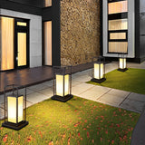 Modern Black Waterproof LED Solar Fence Post Lights Outdoor Pillar Lamp for Patio Garden