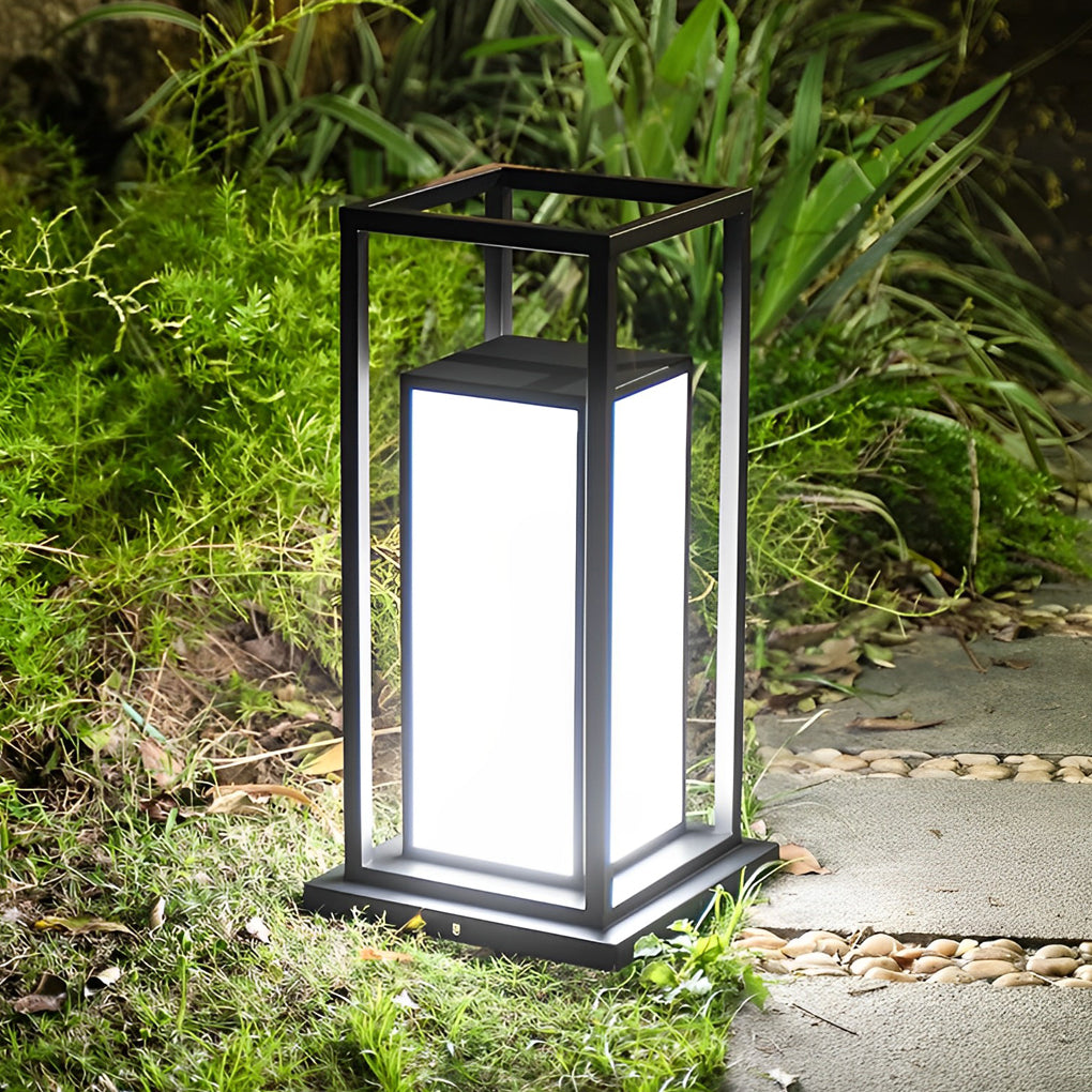 Modern Black Waterproof LED Solar Fence Post Lights Outdoor Pillar Lamp for Patio Garden