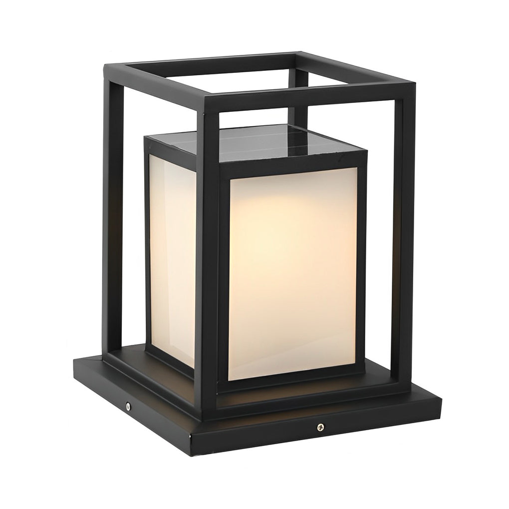 Modern Black Waterproof LED Solar Fence Post Lights Outdoor Pillar Lamp for Patio Garden