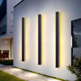 Modern Black Waterproof Outdoor Long Strip LED Wall Lamp for Gardens and Porches