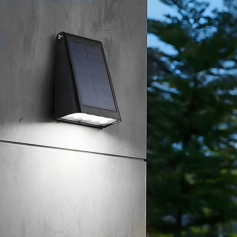 Modern Black Waterproof Solar LED Wall Sconce with 90 Degree Adjustable Light Head