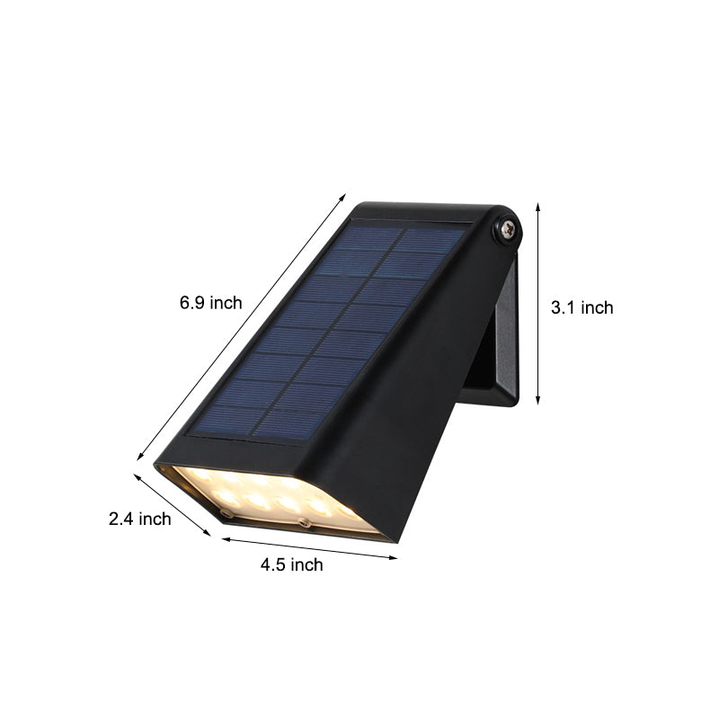 Modern Black Waterproof Solar LED Wall Sconce with 90 Degree Adjustable Light Head