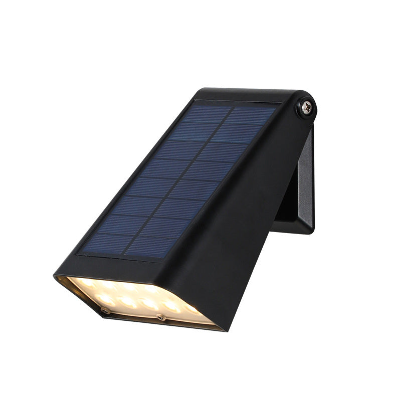 Modern Black Waterproof Solar LED Wall Sconce with 90 Degree Adjustable Light Head