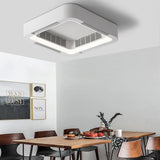 Low Profile Bladeless Ceiling Fan with Dimmable LED Light and Quiet Inverter Motor