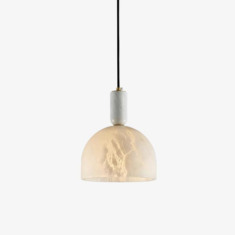 Modern Blair Alabaster Hanging Light with Brass Details and Natural Stone Shade for Kitchen