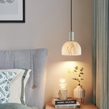 Modern Blair Alabaster Hanging Light with Brass Details and Natural Stone Shade for Kitchen