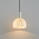 Modern Blair Alabaster Hanging Light with Brass Details and Natural Stone Shade for Kitchen