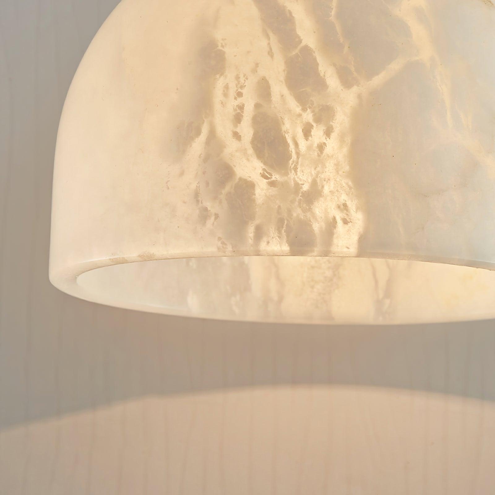 Modern Blair Alabaster Hanging Light with Brass Details and Natural Stone Shade for Kitchen