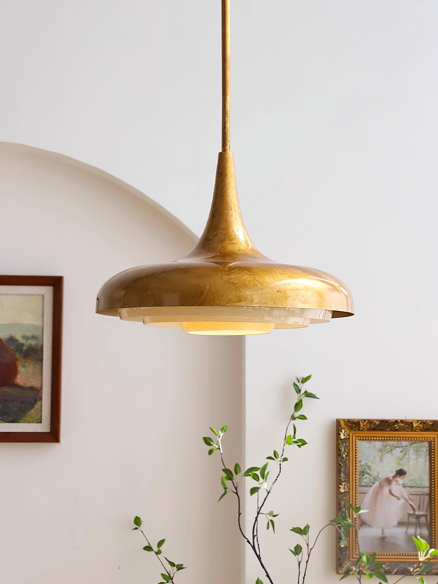 Modern Blossom Flower Glass Pendant Light Gold Floral Ceiling Hanging Fixture