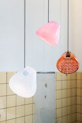 Modern Blown Glass Grid Pendant Light LED Geometric Hanging Lamp for Elegant Interior Lighting