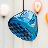 Modern Blown Glass Grid Pendant Light LED Geometric Hanging Lamp for Elegant Interior Lighting