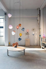 Modern Blown Glass Grid Pendant Light LED Geometric Hanging Lamp for Elegant Interior Lighting