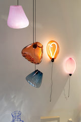 Modern Blown Glass Grid Pendant Light LED Geometric Hanging Lamp for Elegant Interior Lighting
