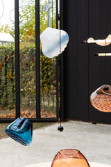 Modern Blown Glass Grid Pendant Light LED Geometric Hanging Lamp for Elegant Interior Lighting