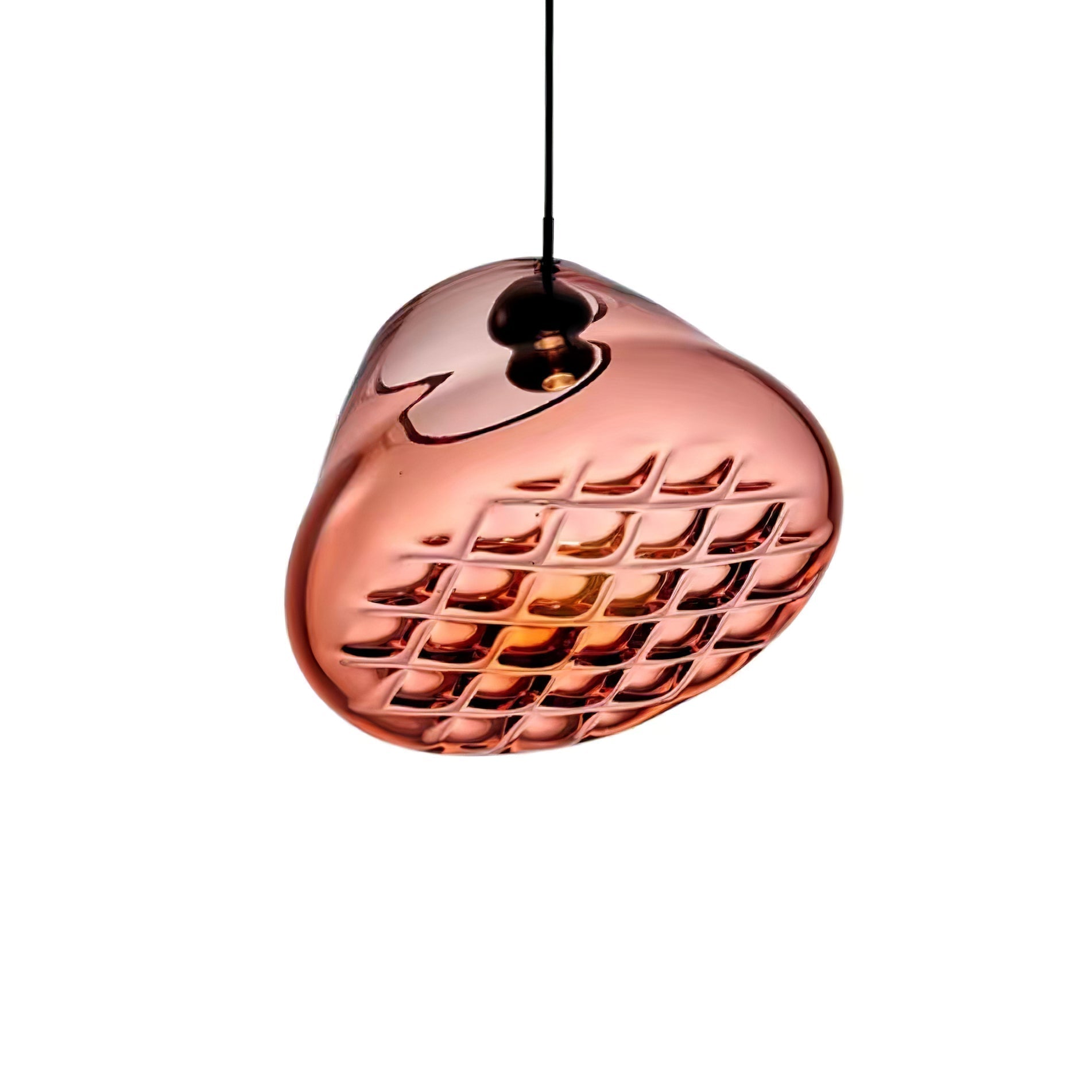 Modern Blown Glass Grid Pendant Light LED Geometric Hanging Lamp for Elegant Interior Lighting