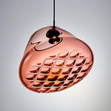 Modern Blown Glass Grid Pendant Light LED Geometric Hanging Lamp for Elegant Interior Lighting