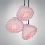Modern Blown Glass Grid Pendant Light LED Geometric Hanging Lamp for Elegant Interior Lighting